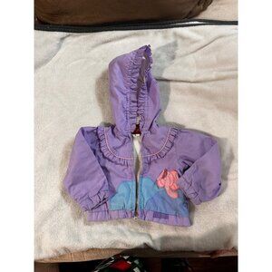 Vtg Sasson Infant Girls Hooded Jacket Purple Pink Elephant 18M Zipper 1980S READ